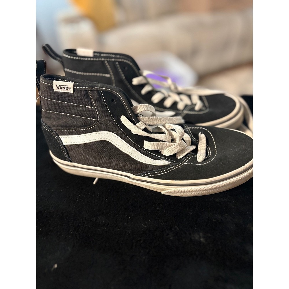 Vans Sk8-Hi High Top Sneakers Black White Kids Size 5 Men 5 Women 6.5 507452